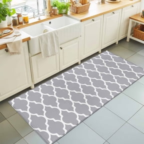 Gray White Moroccan Pattern Rectangle Rug 2'x6' Modern Geometric Art Washable Area Rugs for Living Room Bedroom Entryway Non Slip Entrance Door Mat Indoor Floor Carpet