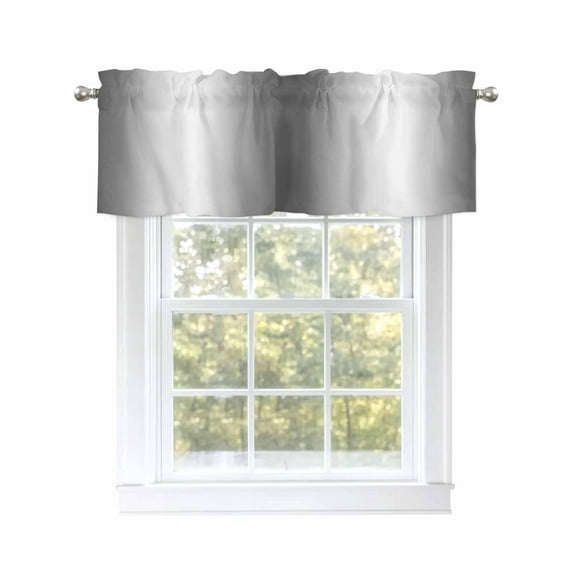 Gray White Ombre Curtain Valances for Windows, Greyish Gradient Minimalist Aesthetic Kitchen Valance Window Treatment, Light Filtering Block Curtains for Bathroom/Bedroom/Living Room 42'' x 18''