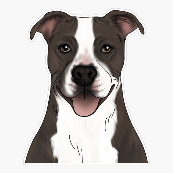 Gray & White Pit Bull Er, Phone Decal Water Bottle Stickers Car Decals, Funny Birthday Gift