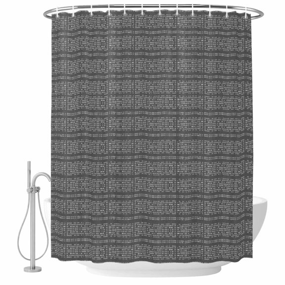 Gray White Pixels Shower Curtain, 36"x72", Modern Contemporary Abstract Boho Waterproof Bathroom Curtain Washable Shower Curtain Set with 12 Hooks