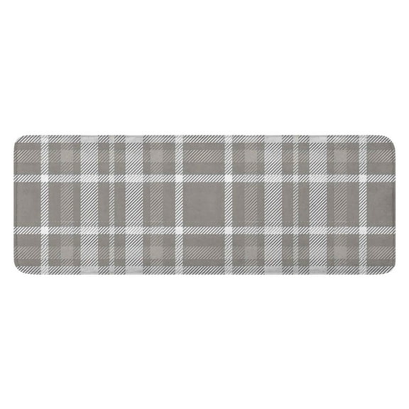 Gray White Plaid Checkered Pattern Kitchen Rug Mat,Kitchen Runner Rugs Non Skid Washable,Decorative Kitchen Floor Mats for Kitchen,Sink,Laundry,17"x47.2"