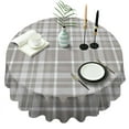 thumbnail image 1 of Gray White Plaid Checkered Pattern Round Tablecloth 60"x60",Wrinkle Wipeable Table Cloth for Kitchen Dining Room Picnic Patio Party, 1 of 6