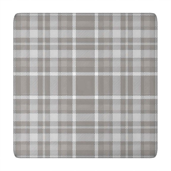 Gray White Plaid Checkered Pattern Square Fitted Tablecloth with Elastic Edge,Square Table Cover,Washable Elastic Table Cover for Home Kitchen Party Decor 34"x34"