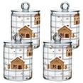 thumbnail image 1 of Gray White Plaids Gingerbread House Christmas Translucent Plastic Cans Storage Canisters with Lid Set of 4, 1 of 7