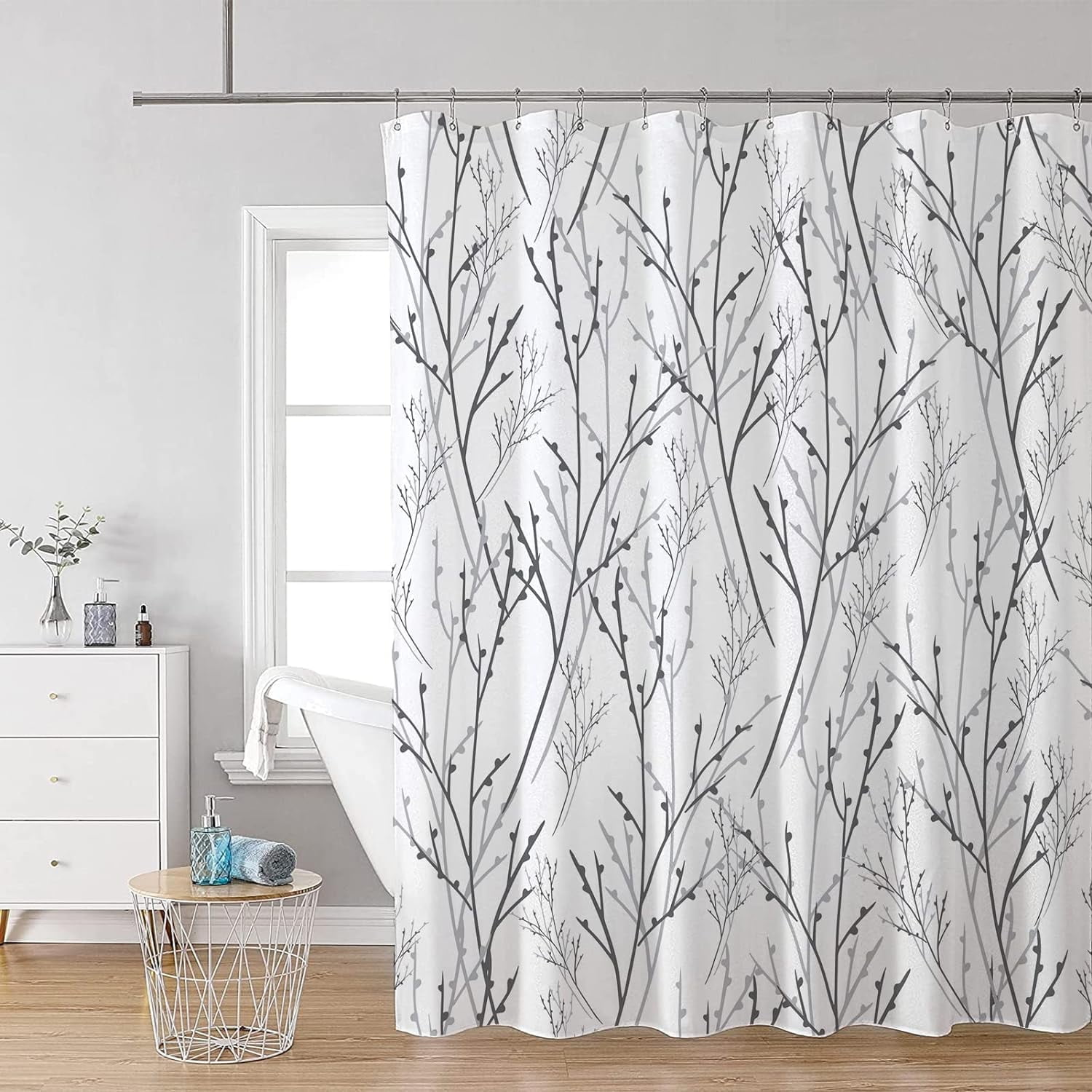 Gray White Shower Curtainnull
