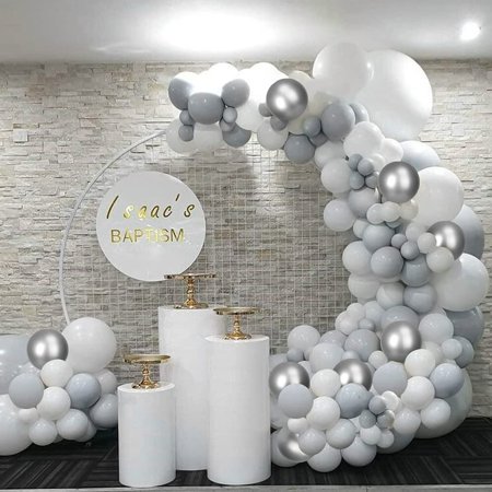 Gray White Silver Balloon Garland Arch Kit for Wedding, Birthday Party, Backdrop Decorations, Bridal Shower