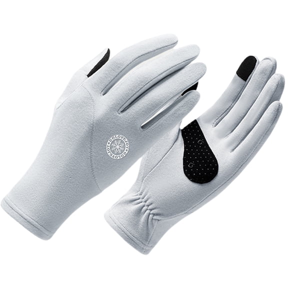 Gray Winter Velvet Thickened Warm Gloves Womens Gloves Outdoor Cold Proof Gloves Gray Weave Processing Touch Screen Warmth Retention Acrylic Free Size