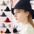 thumbnail image 1 of Gray Wizard Hat Polyester Wide Brim Foldable Halloween Wool Hats for Party Cosplay Costume Accessory One Size, 1 of 7