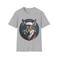 thumbnail image 1 of Gray Wolf Christmas Santa Hat Wolves Wolf Lover Unisex Softstyle T-Shirt, 1 of 4