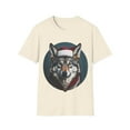 thumbnail image 1 of Gray Wolf Christmas Santa Hat Wolves Wolf Lover Unisex Softstyle T-Shirt, 1 of 4