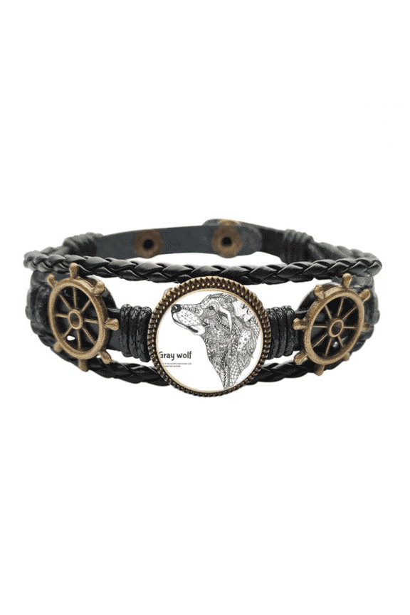 Gray Wolf Friend Company Art Deco Fashion Leather Braided Ocean Bracelet Wristband