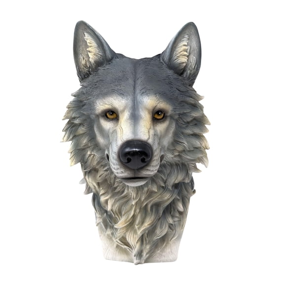 Gray Wolf Head Figurines - Resin Collectible Wolf Sculpture for Office Shelf, Living Room Table Decor - Wildlife Bust for Rustic Home and Bookshelf Decorations - Ideal for Wolf Collectors