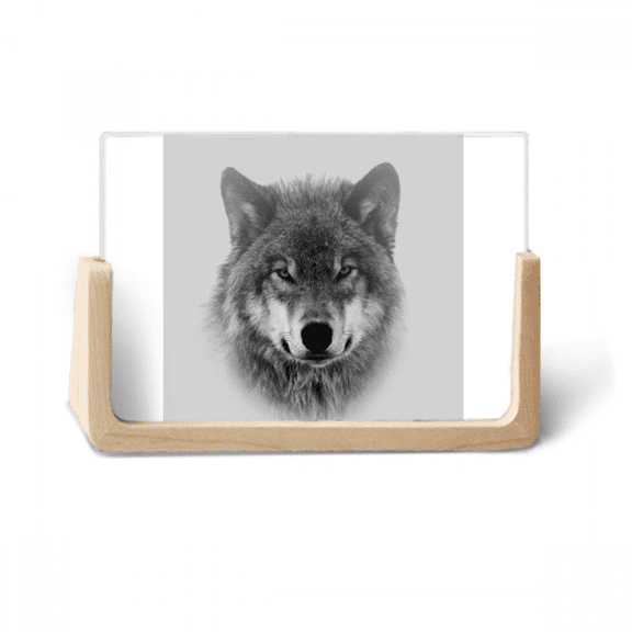 Gray Wolf Hunts Fiercely Art Deco Fashion Photo Wooden Photo Frame Tabletop Display