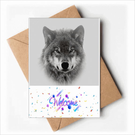 Gray Wolf Hunts Fiercely Art Deco Fashion Welcome Back Greeting Cards Envelopes Blank