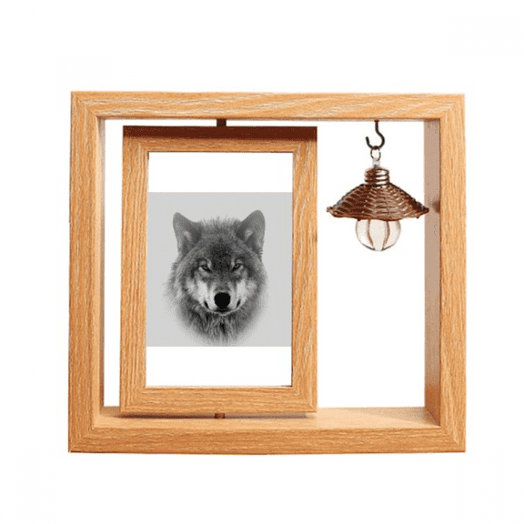 Gray Wolf Hunts Fiercely Art Deco Fashion Wooden Rotating Picture Photo Frame 4x6