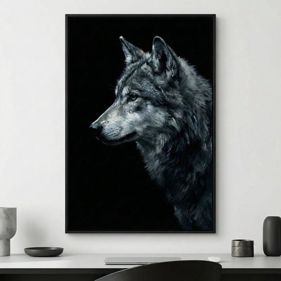 Gray Wolf Monochrome Wildlife Wall Decor Unframed Paper Print