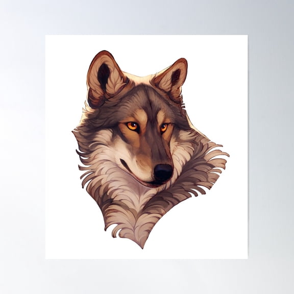 Gray Wolf Portrait Poster Wall Art, Modern Wall Decor For Living Room Bedroom, 8x12 UNFRAMED