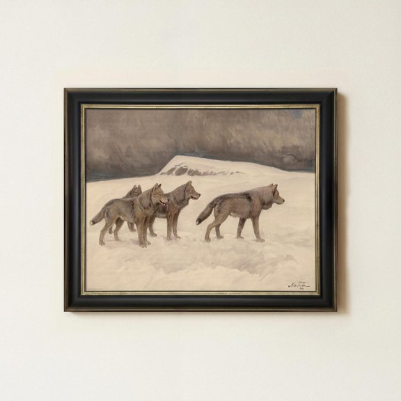Gray Wolf Wall Art Print For Rustic Winter Cabin Decor