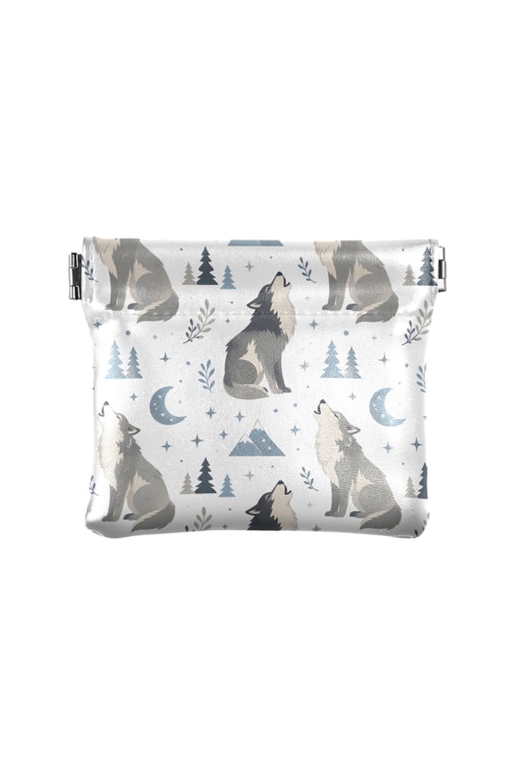 Gray Wolf Wallet Small PU Leather Change Pouch Wallet for Women