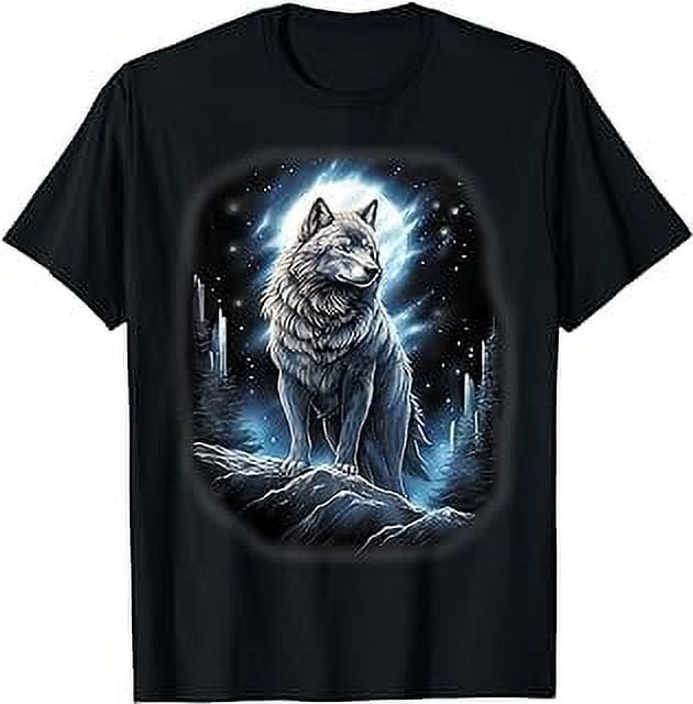 Gray Wolf on Hill by Moon and Universe Fantasy Art Wildlife T-Shirt ...