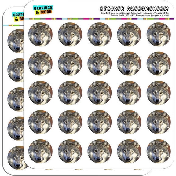 Gray Wolf with Fall Background 50 1" Planner Calendar Scrapbooking Crafting Stickers