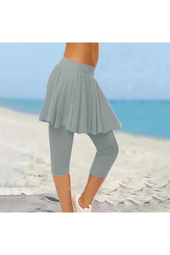 Gray Woman Pants Clearance Skirted Leggings for Women 2025 Tennis Skorts Gym Tennis Yoga Legging with Skirts Capri Pants for Women