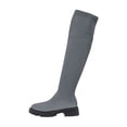 thumbnail image 1 of Gray Women Fashionable Mesh Stockings Boots With Round Toe Chunky Low Heel Design For Over The Knee Wear, 1 of 8