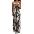thumbnail image 1 of Gray Women Floral Print Loose Fit Pants Bib Pants Pants Unitard for Teen Girls Casual Flare Bell Bottom Straight Leg Long Bootcut Leg Fall Summer Pants 2025 Clothes S, 1 of 4