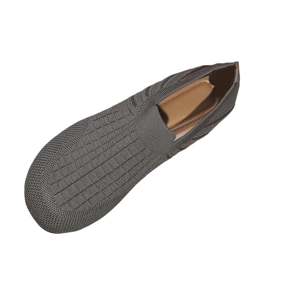 Gray Women Mesh Upper Flat Shoes With Round Toe For Easy Slip On And Comfort In Spring And Summer