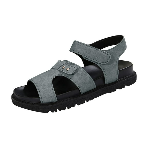 Gray Women Roman Thick Soled Casual Sandals For Summer Outdoor Adventures And Daily Wear With Supportive Design
