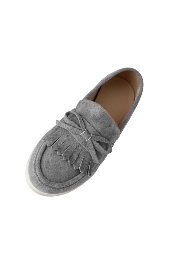 Gray Women'S Spring Style Moccasins With Shallow Mouth And Easy Slip-On For All-Day Ease