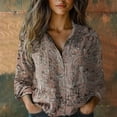 thumbnail image 1 of Gray Women Shirts, Women Cotton Shirt Printed Fashion Button Down Shirts Casual Tops Long Sleeve Blouse,Women Shirts 4XL, 1 of 3