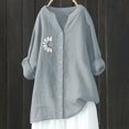 thumbnail image 1 of Gray Women Shirts, Women'S Cotton Linen Top Long Sleeve Printed Shirt,Women Shirts XL, 1 of 4