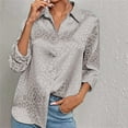 thumbnail image 1 of Gray Women Shirts, Women'S Satin Button Down Shirts Roll Up Long Sleeve Lapel V Neck Printed Casual Work Blouses Tops,Women Shirts XL, 1 of 7