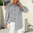 thumbnail image 1 of Gray Women Shirts, Womens Daily Casual V Neck Shirts Long Sleeve Collared Blouses Pocket Loose Fit Shirt,Women Shirts S, 1 of 9