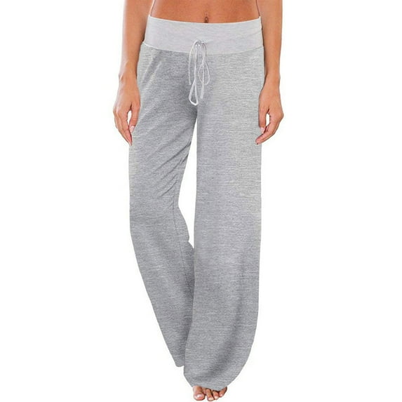 Gray Women's Casual Pants, Women'S Comfy Casual Pajama Pants Floral Print Drawstring Palazzo Pants Wide Leg,Women's Casual Pants S