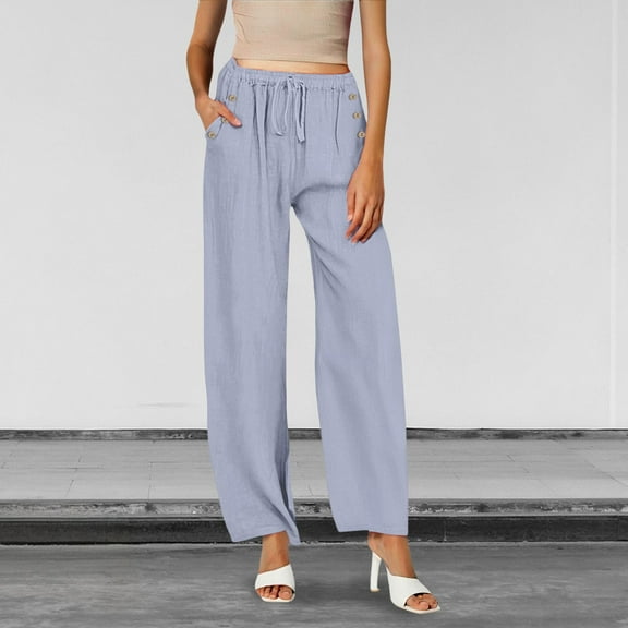 Gray Women's Casual Pants, Women'S Spring Summer Fall Plus Size Loose Cotton And Linen Casual Pants,Women's Casual Pants S