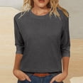 thumbnail image 1 of Gray Women's Long Sleeve T-shirt, Womens Tops Casual 3/4 Sleeve Crew Neck Shirts Loose Fit Tunic Blouses Summer Tees,Women's Long sleeve T-shirt M, 1 of 6