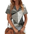 thumbnail image 1 of Gray Women's Short Sleeve T-shirt, Womens Tops Summer Short Sleeve V Neck Blouses Business Casual Loose Fit Tshirts Trendy Fashion Outfits,Women's Short sleeve T-shirt S, 1 of 4