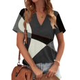 thumbnail image 1 of Gray Women's Short Sleeve T-shirt, Womens Tops Summer Short Sleeve V Neck Blouses Business Casual Loose Fit Tshirts Trendy Fashion Outfits,Women's Short sleeve T-shirt M, 1 of 4