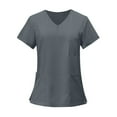 thumbnail image 1 of Gray V-Neck Women Scrub Tops – Soft Stretch with 3 Pockets for Medical & Nursing Use L, 1 of 5