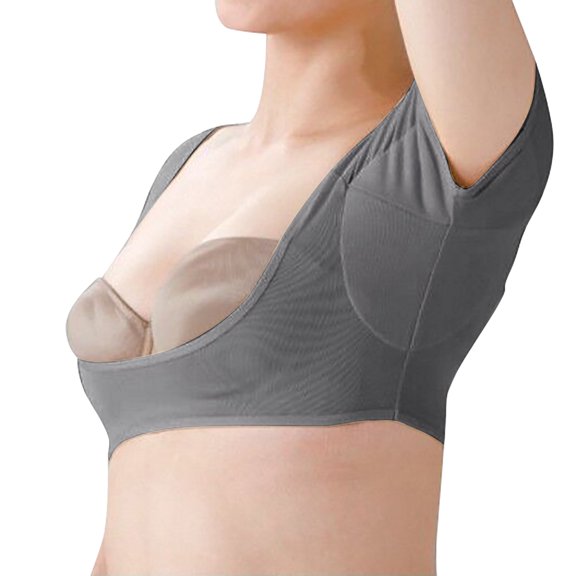 Gray Women's Tanks, Ladies' Solid Color Small Eye Cloth Underarm Sweat Proof Breathable Super Sweat Absorbent Pad Sweat Proof V Neck Vest,Women's Tanks & Camis M