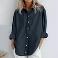 thumbnail image 1 of Gray Womens Blouses Womens Daily Casual Linen Shirts Long Sleeve Shirts Tops Casual Blouses Loose Fit Shirt Ladies Tops and Blouses, 1 of 6