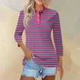 thumbnail image 1 of Gray Womens Blouses Womens Shirts Three Quarter Length Summer Striped Print Tops Collared Button Down T Shirts Breathable Trendy Tunic Tops Ladies Tops and Blouses, 1 of 5