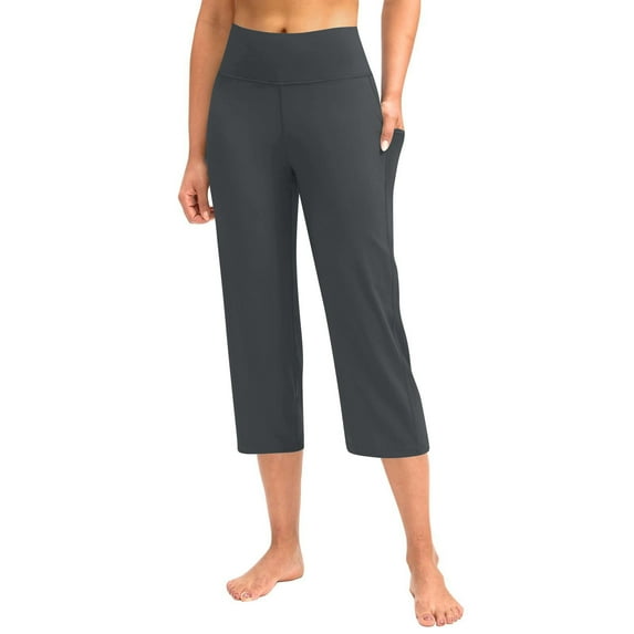 Gray Womens Capris Capri Pants For Women Yoga Capris With Pockets Plus Size Capri Leggings Straight Leg Crop Yoga Pant Capri Pants for Women