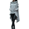 thumbnail image 1 of Gray Womens Fall Tops Women Loose Hoodie Long Hooded Tops Ladies Sweatshirt Sweater Asymmetric Blouse Sweaters for Women, 1 of 5