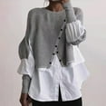 thumbnail image 1 of Gray Womens Fall Tops Women's Autumn and Winter New Layered Pullover Spliced Two Piece Knitted Sweater Shirt Sweaters for Women, 1 of 4