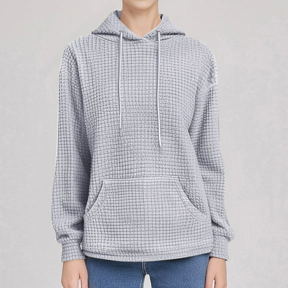 Gray Womens Fall Tops Womens Long Sleeve Hoodie Sweatshirts Lightweight Pullover Tops Sweaters for Women