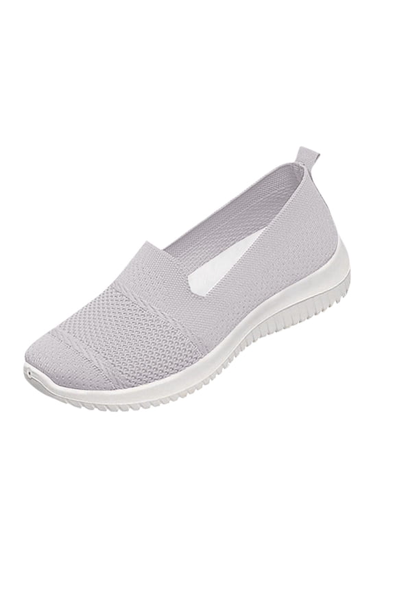 Gray Womens Casual Canvas Shoes Slip On Lightweight Comfortable Soft Soled Wedge Heel Footwear For Spring And Summer Wear Size 44