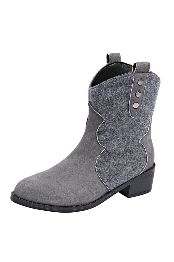 Gray Womens Lightweight Breathable Ankle Booties Low Heel Faux Suede Casual Pointed Toe For Daily